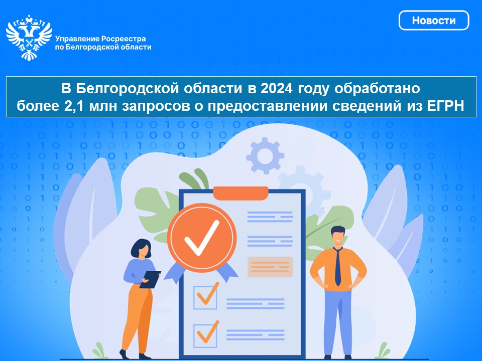 В Белгородской области в 2024 году обработано более 2,1 млн запросов о предоставлении сведений из ЕГРН.