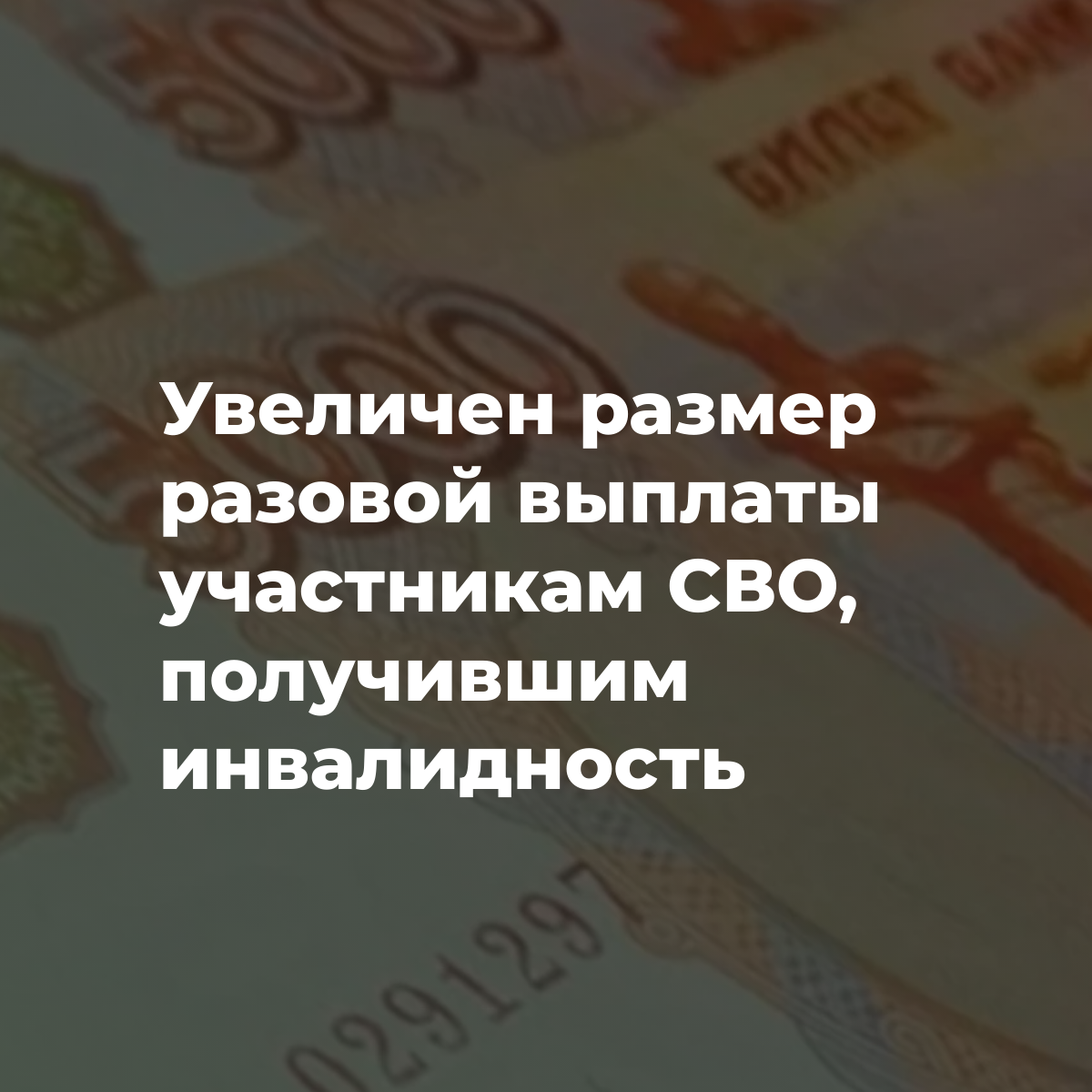 Увеличен размер разовой выплаты участникам СВО, получившим инвалидность.